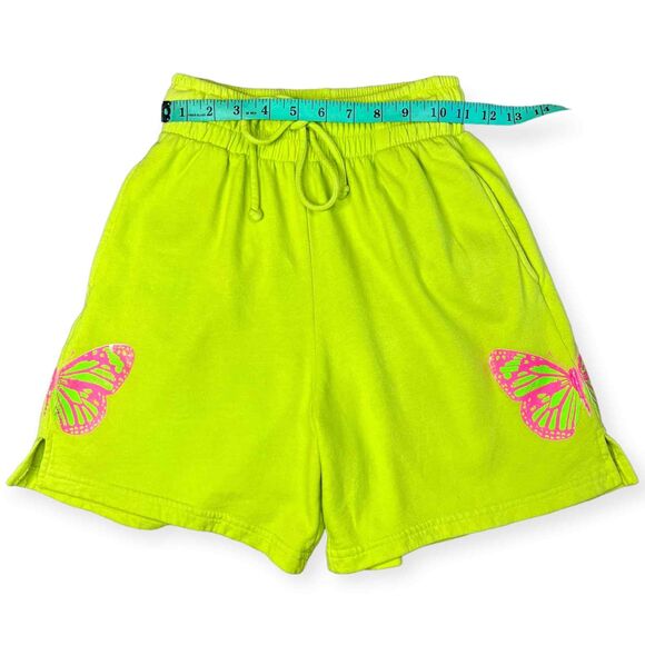 Frankies Bikinis Burl Lounge Shorts Butterfly Green Pink Size Small - Picture 7 of 10